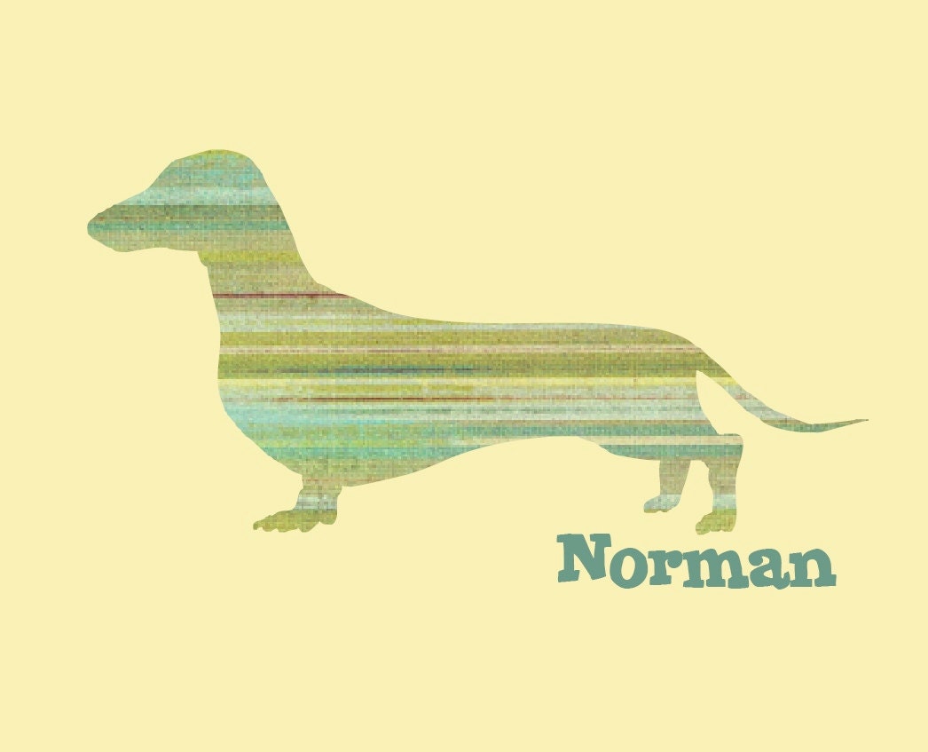 Dachshund PERSONALIZED 8x10 Print in Beach Stripes