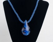 Blue Glass Pendant Necklace