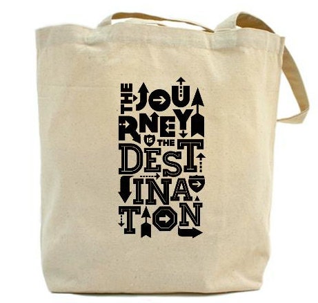 Summer Journey Quote Tote Black and White Arrows Natural Earth Friendly Directions Shopping Hope Inspiration Travel Green Zen Eco Fashion