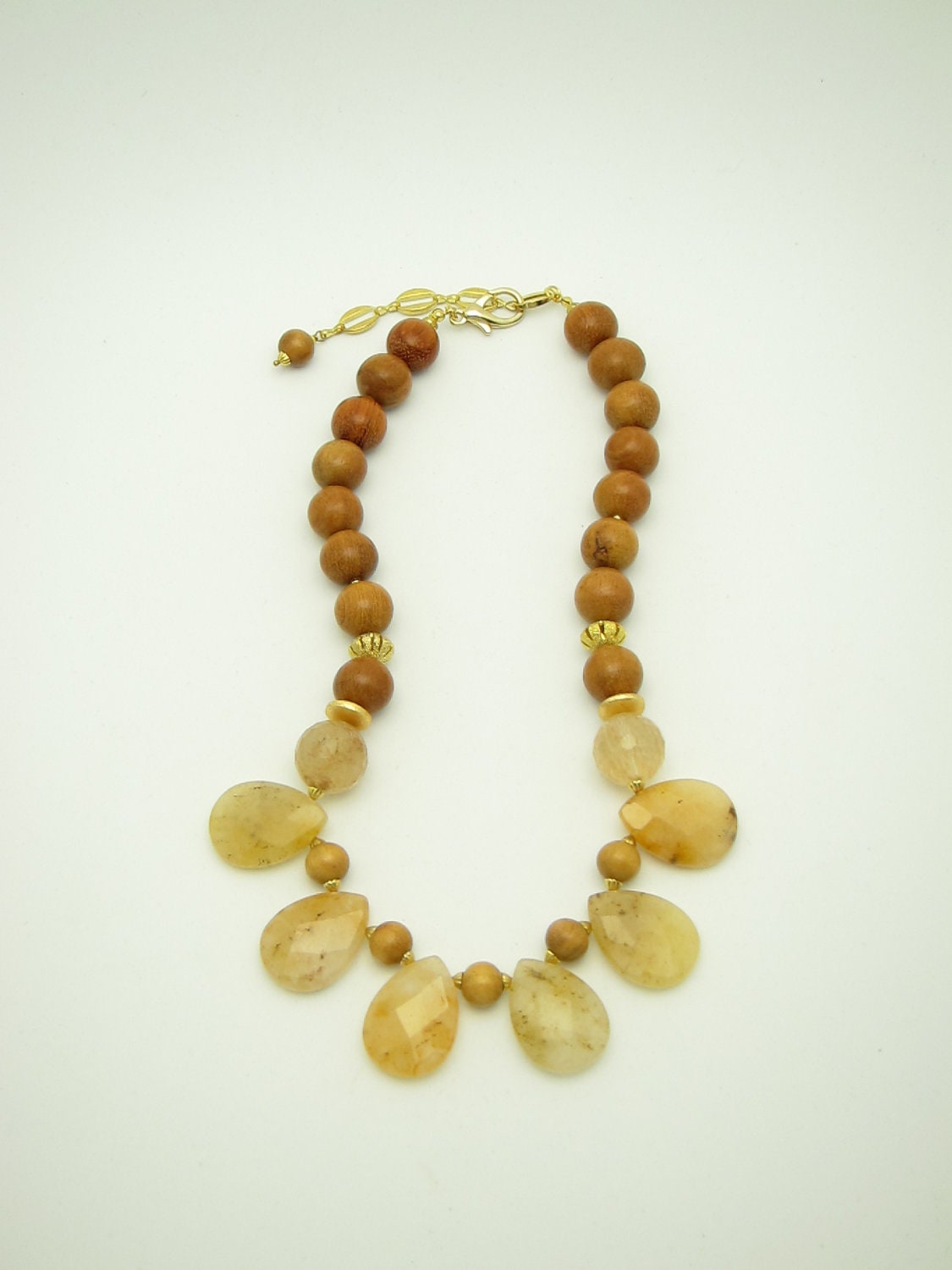 NUTMEG /Statement Necklace.Chunky.Agate.Amber.Wood.Bib/