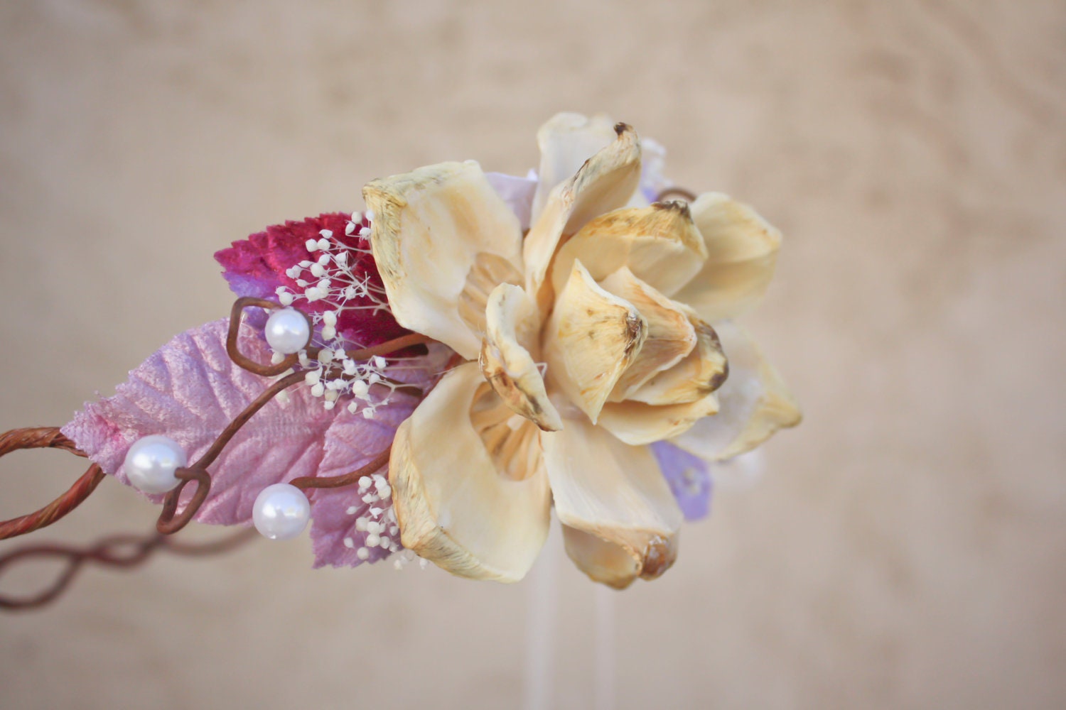 bridal headpiece, wedding flower crown, woodland wedding, boho headpiece