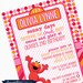 Printable Party Invitation-Pink Orange and Elmo with Street Sign