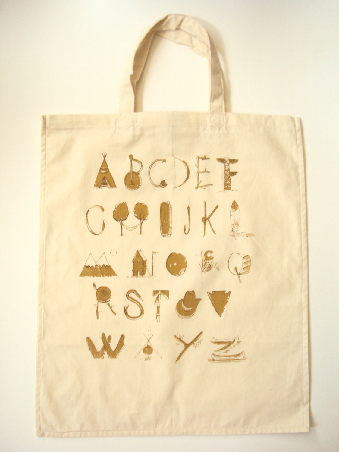 Cowboy Alphabet Tote bag, handscreenprinted, ORGANIC and FAIRTRADE cotton
