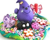 Summer BUGS Parker Figurine - Polymer Clay Storybook Scene