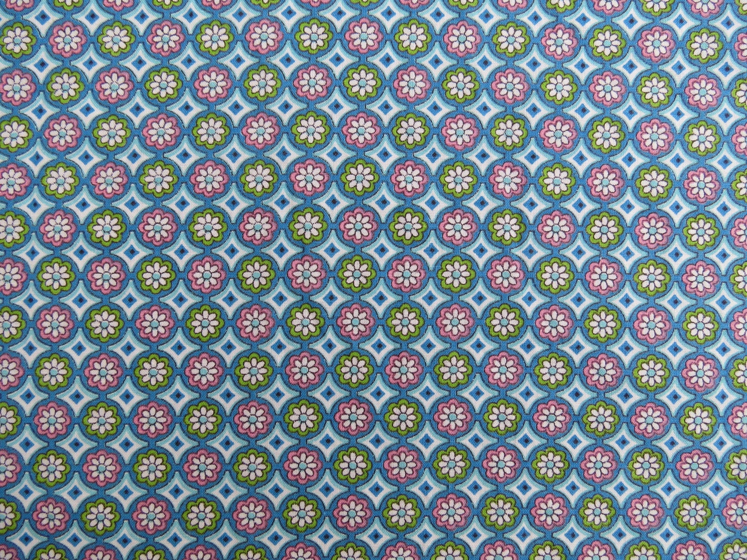 1950s 1960s Vintage Fabric - Pink Blue and Green Tiny Floral - 5 7/8 yds x 35" wide