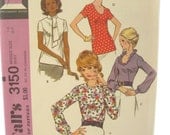 McCalls 3150 70s Blouse Misses Sewing Pattern Bust 38