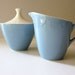 vintage light blue ceramic dishes // sugar and cream set