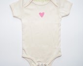 Light Pink Heart Organic Baby Onesie in Natural