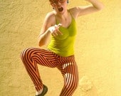 Great Pumpkin leggings with neon orange stripes (MEDIUM)