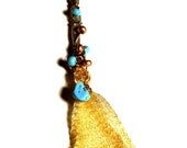 Witch of the Southwest Golden Broomstick with Turqouise Pendant