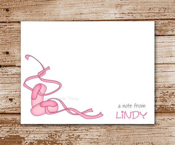 SET of 8 BALLET Shoes, Slippers Note Cards : personalized stationery, thank you cards, notecards Il_570xn