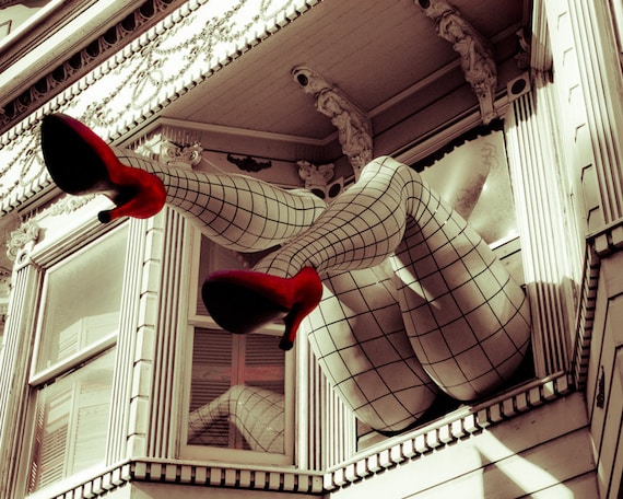 Haight Ashbury Photo - San Francisco - California - Legs - Red Shoes - Sexy - Fishnets - 8 x10 Print - Fine Art Photography - Valentine's
