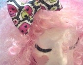 Hot Pink and Neon Green Skull and Bones Mini Stuffed Nellie Bow