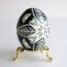 Black Pysanka, batik egg on chicken egg shell, Ukrainian Easter egg, hand painted egg ornament