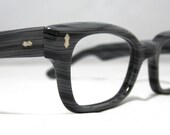 Vintage Eyeglasses. Mens Gray and Black Wood Pattern.