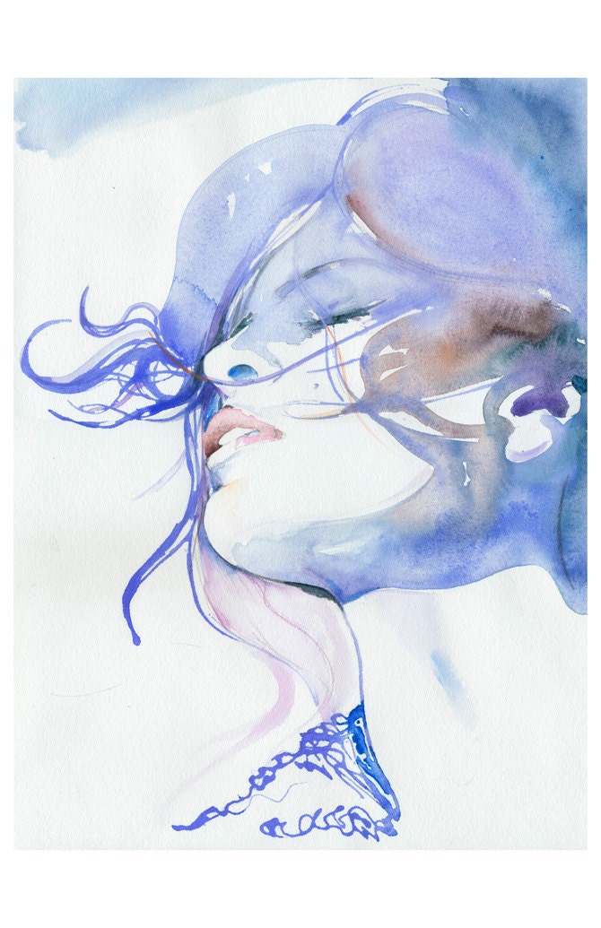 Print of Watercolour Painting, Portrait, Fashion Illustration Print  - Eva