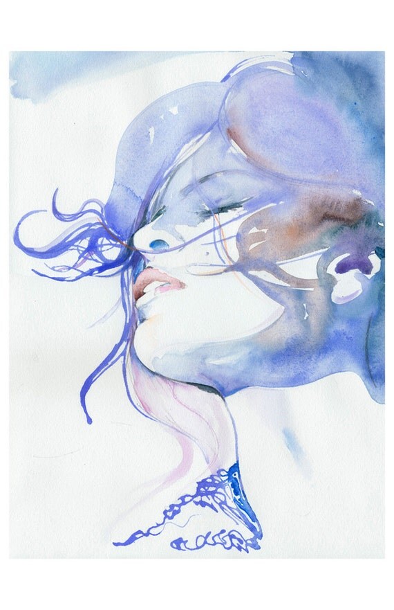 Print of Watercolour Painting, Portrait, Fashion Illustration Print  - Eva