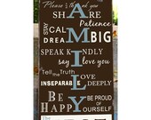 FAMILY RULES- Customize with your name and date - Typography Word Art Sign on wood- Distressed