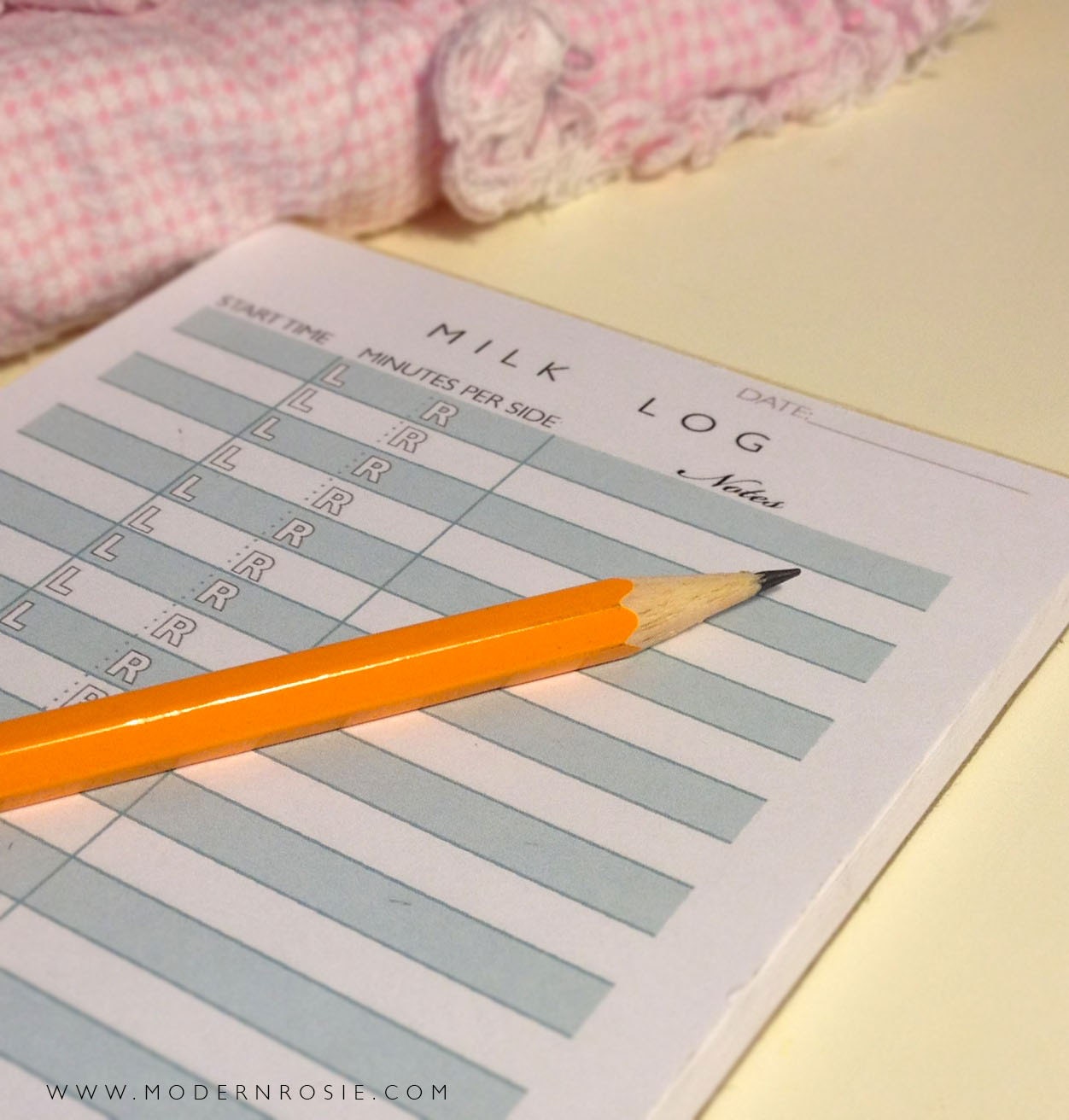 Milk Log - A breast-feeding notepad for nursing moms