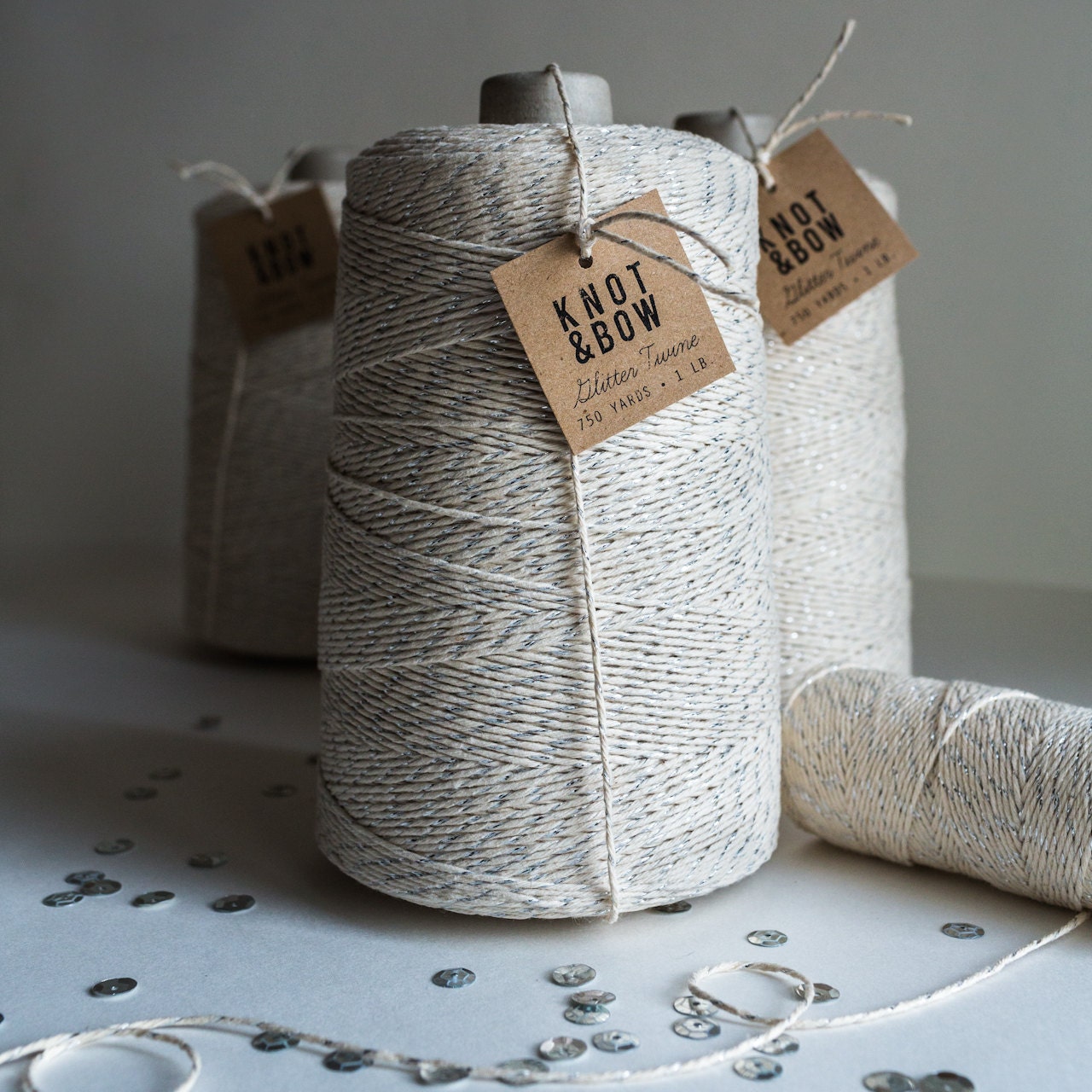 Jumbo Silver Glitter Twine - Metallic Cotton