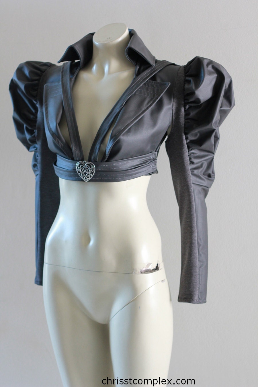 Leather Jacket Bolero Steampunk Gothic Under bust Leather Wedding Bridal Cosplay Victorian - Andru Chrisst - SPECIAL ETSY PRICE