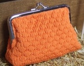 Handmade Knit Purse - Summer Orange