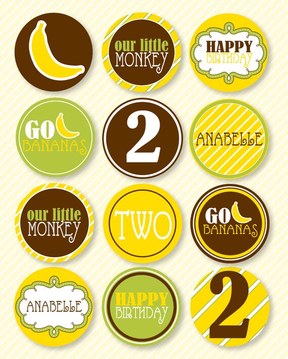Monkey Party PRINTABLE Birthday Party Circles by Love The Day Il_570xn