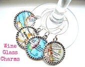 Map Wine Glass Drink Charms