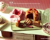 Chocolate Cherry Cake Board 1/12 scale dollhouse miniature - BIRTHDAY RANGE