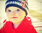 Nautical Baby Hat - Navy and White Striped Newborn Beanie - Newborn Photo Prop - Sailor Hat - Anchor Hat - Baby Nautical Hat