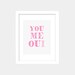 You Me Oui - 8x10 Art Print, Pink, Grey, White, Neutral - Pop of Pink, Love Decor, Romantic, Sweet, Gift for Boyfriend, Best Friend, Husband