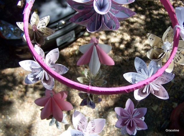 Childrens Sheet Music Origami Mobile Customized