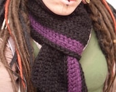 Chunky Purple Striped Crochet Scarf