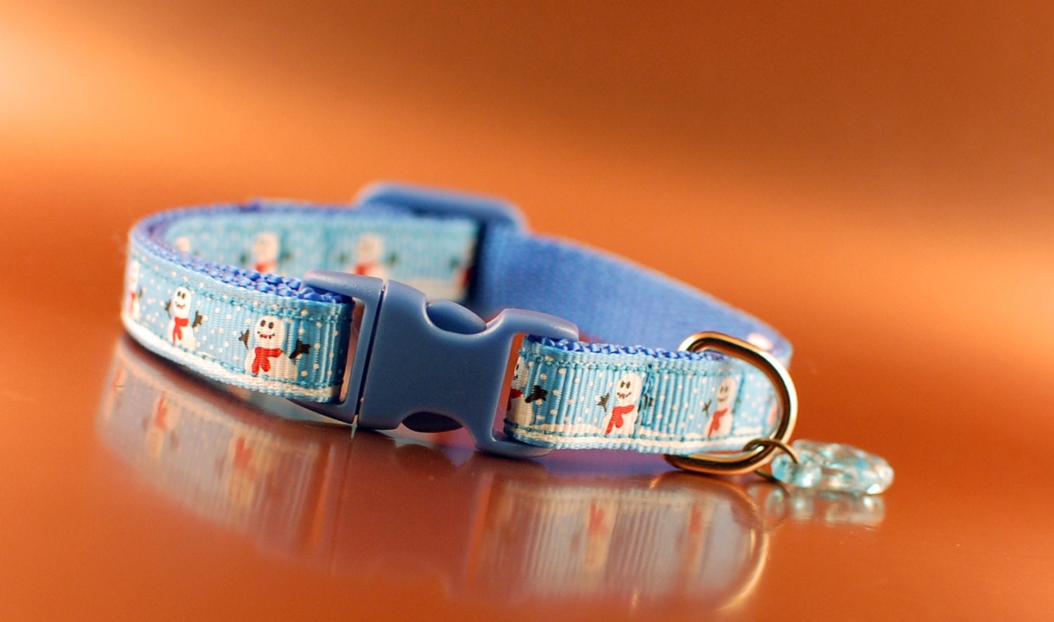 Christmas Cat Collar - Snowmen with Fish Charm