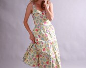 Sale.... 40 Dollar Dress Sale .... 70's / 80's floral sundress / tiered cotton sundress / July Garden