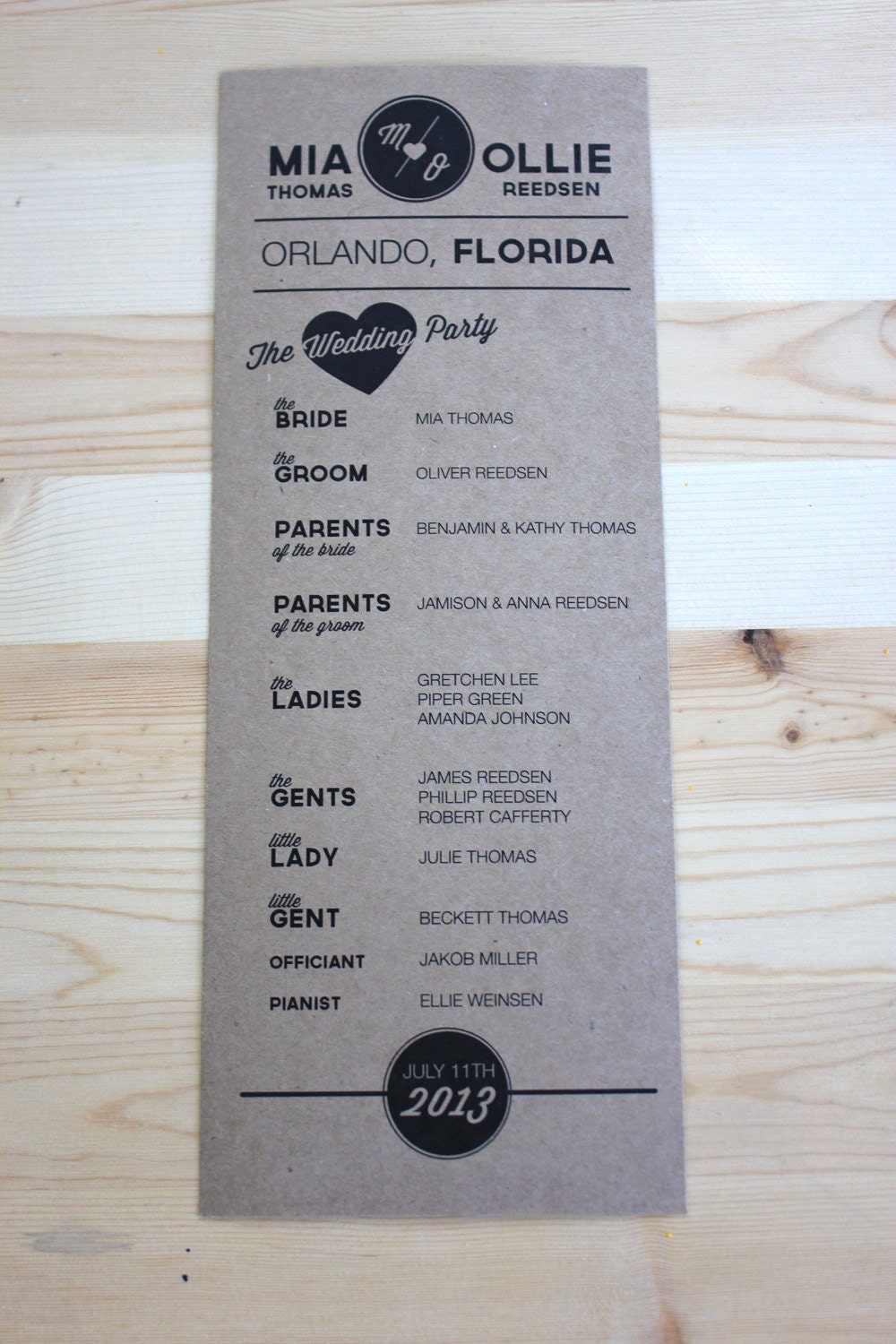 DIY printable- kraft simplicity program- wedding/ ceremony program