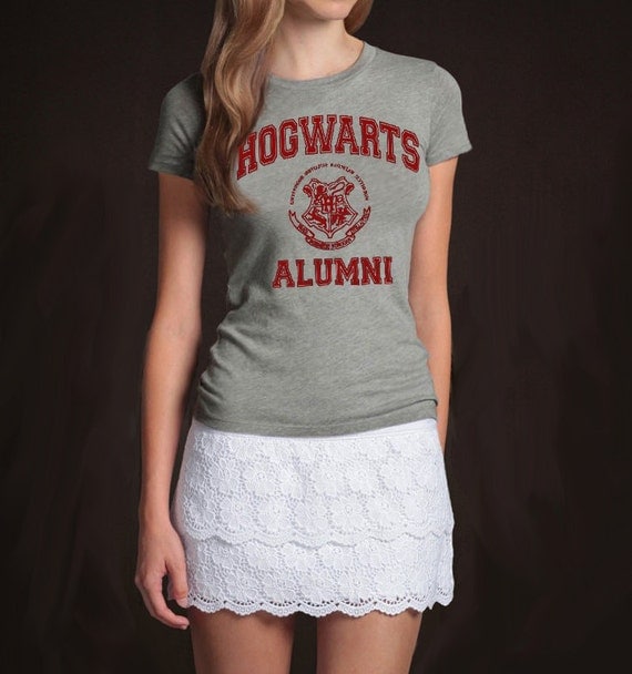 Hogwarts Alumni Harry Potter Geek Grey T-shirt Women's Girl's Ladies Tshirt Tee