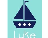 Personalized Nursery Nautical Boy Girl Ocean Beach Name  Navy Turquoise Transportation size 11x14