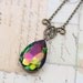 Vintage Vitrail Rainbow Jewel Necklace Multi-Color Large - 16" Victorian Antique Brass Detailed Focal - Handmade by Inspired by Elizabeth