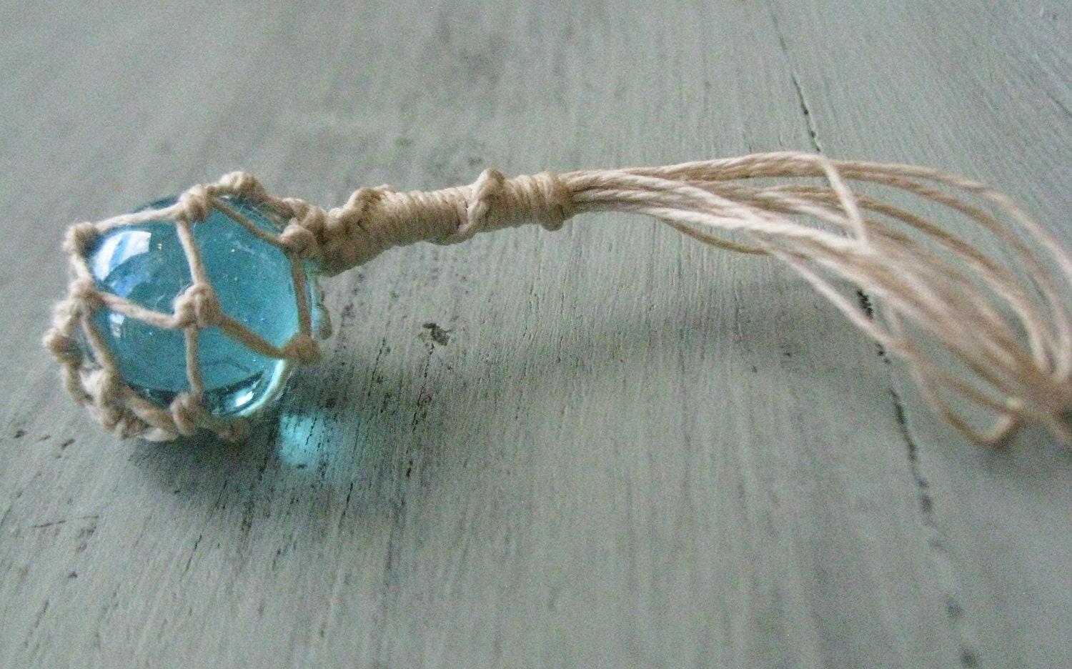 Single Miniature Fishing Float For Display or Keychain - Cerulean Blue