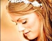 Flower Crown Lace Headpiece - Woodland Wedding - Romantic Bridal Floral Vine Tiara - Miriam