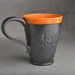Dad Mug: Gun Metal Black & Orange Stamped Dad Mug by Symmetrical Pottery