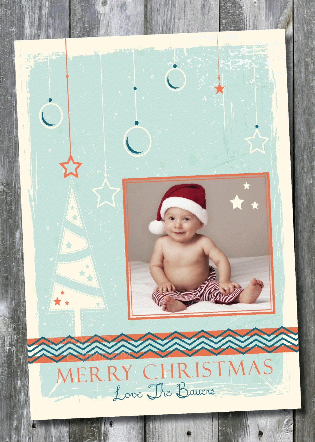 VINTAGE CHRISTMAS Merry Christmas Photo Card, Digital holiday- diy, you print, printable Il_570xn