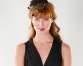 Gold Metallic Polka-Dot Leopard Print Teardrop Cocktail Fascinator