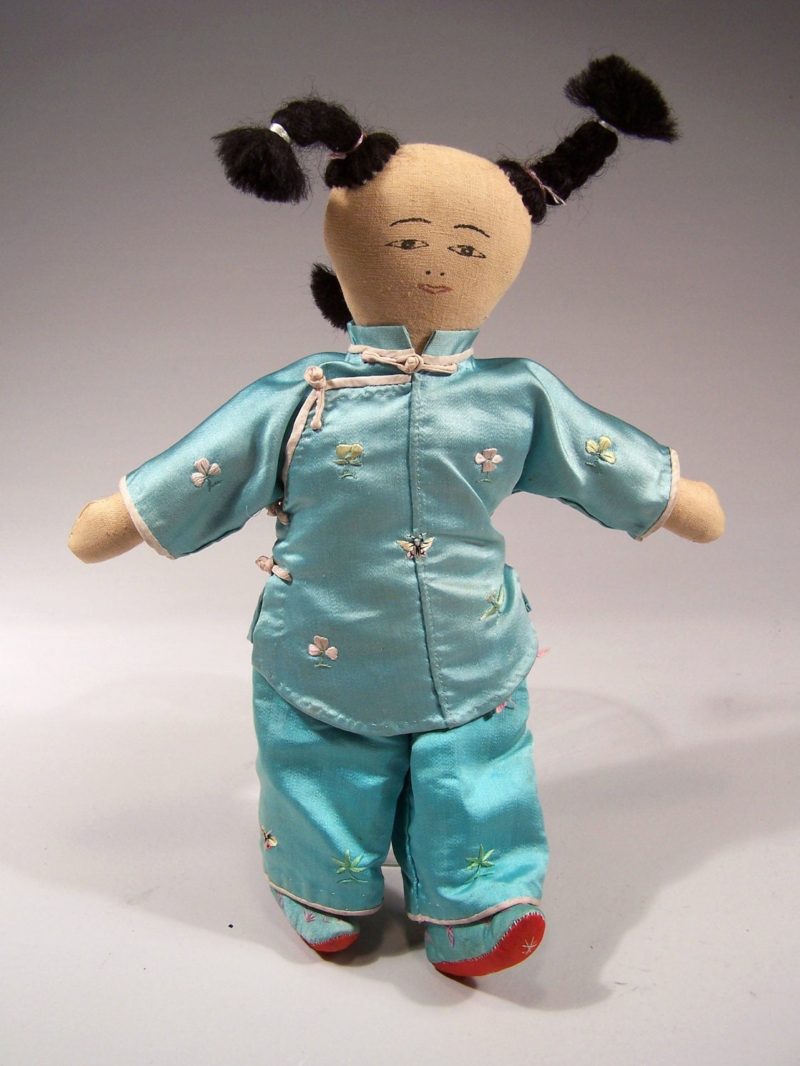 Fabric Chinese Doll with Handpainted Face - Completely Handstitched
