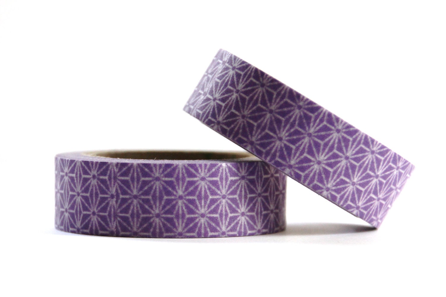 30% OFF SALE - 1 Roll of Purple and White Stars Masking Tape / Japanese Washi Tape (.60 inches x 33 feet)