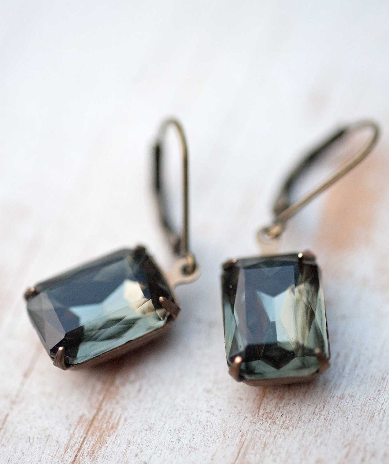 Holiday Jewelry Gift For Her Vintage Earrings Estate Style Dangle Earrings - Black Ice