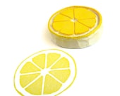 Lemon Citrus Circle Stamp - Hand Carved Rubber Stamp