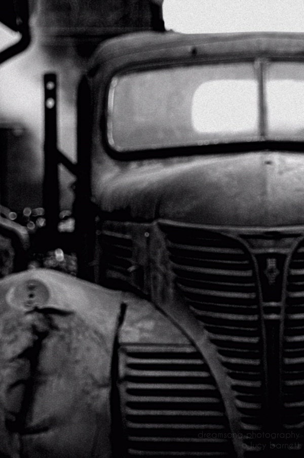truck photograph dreamy photography black and white vintage car truck 8X10 "Fargo" mechanic project car 1940s 1950s bold modern - DreamSongPhotography