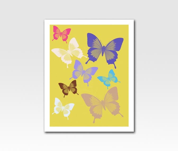 Art Print A4 Print Etched Looking Butterflies Home Décor Original Design by Adidit Print no. 165